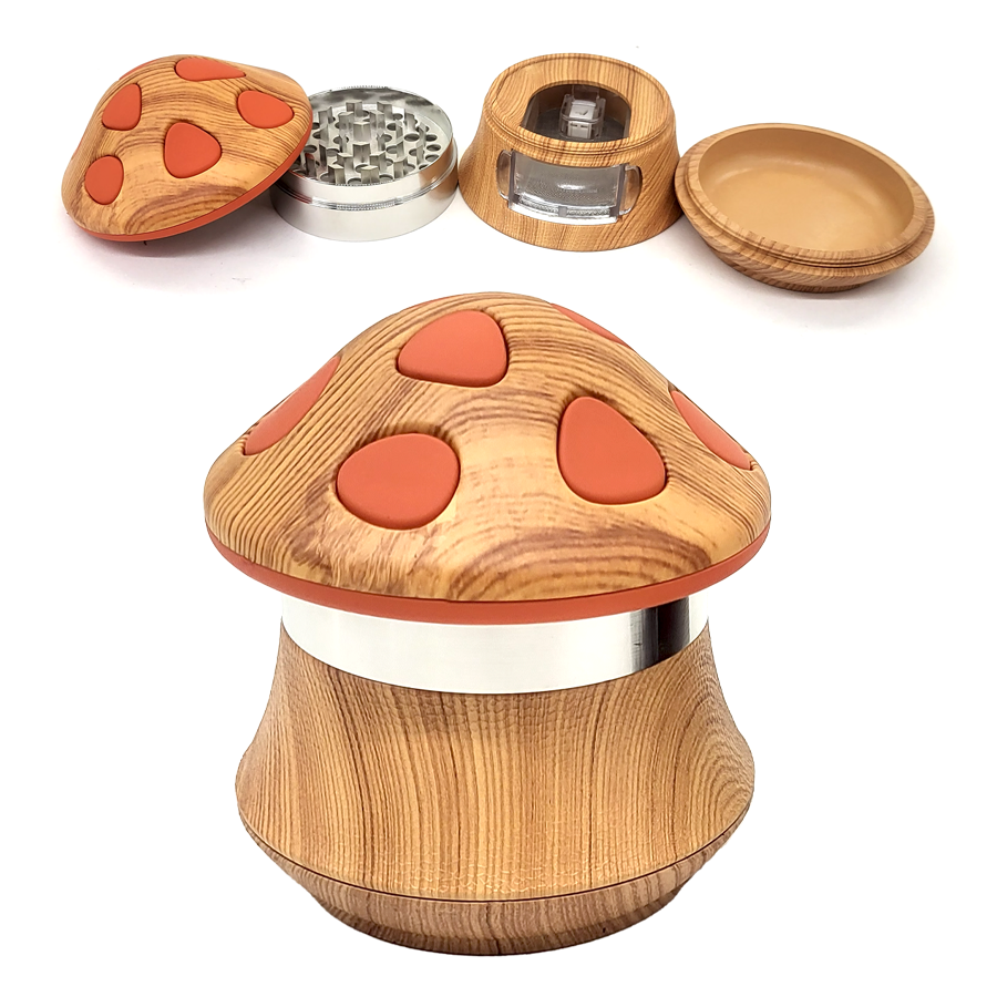 Crushers Wooden Look Mushroom 4 Part Grinder (GR754) | 75mm | Assorted Colors product image